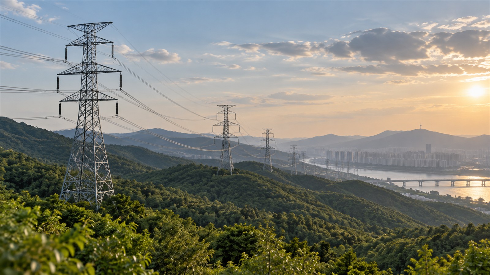 HVDC는 왜 쓸까? 먼 곳의 전기를 보내는 직류 송전 이야기 주제를 설명하는 에너지머니랩 일러스트